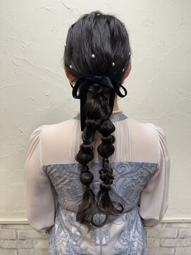 シュリット(schritt) ヘアセット　ツイン編みおろし渋谷結婚式ヘア　UCHIDA