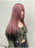 松尾菫菜/レイヤーカット/ハイトーンピンク/裾カラー/韓国ヘア