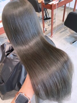 ホロ 渋谷(hollo) ミルクティーブリーチなしカラーブラウンカラーオリーブベージュ