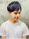 ◆秋カラー◆　ネイビー/ブリーチカラー　ツーブロックマッシュ