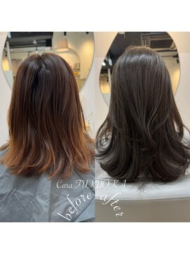 カラ フクオカ(Cara FUKUOKA) オリーブグレージュ&レイヤーカット《福岡髪質改善》