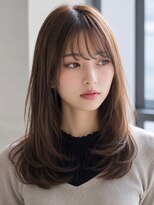 ダル 渋谷/表参道(DAL.)&nbsp;顔周りカットダークブラウンレイヤーセミロング