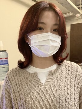 アクアオモテサンドウ(ACQUA omotesando) △大人可愛いレイヤーカットブリーチなしチェリーレッド暖色