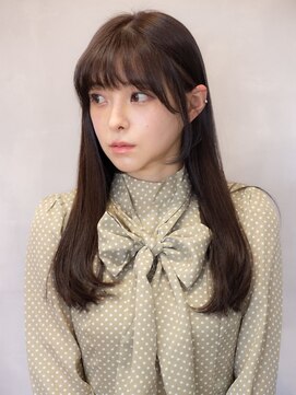 オーストヘアジジ(Aust hair Gigi) 暗めミルクチョコレートのフルバングツヤ髪style