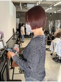 簡単スタイリングボブ伸ばしかけヘアブリーチなしカラー暖色