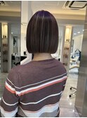#切りっぱなしボブ×ハイライト