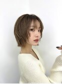 ウルフボブ_フィッシュボーン_刈り上げショート_チェリーレッド