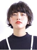 くびれショート・ボブ/丸顔/前髪あり/絶壁解消/20代/30代/長め