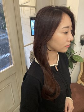 アミュレ(Amule) 韓国風デジタルパーマロングヘアピンクラテブリーチなし