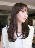 ◆小顔ロングレイヤーカット/ワンカールレイヤー/ベージュカラー