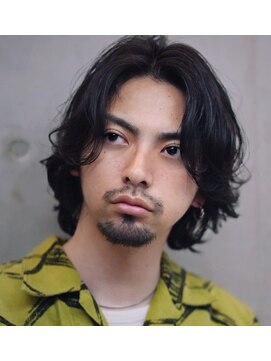 オルト(Altn) 大人の波巻きスパイラルパーマミディアムロングメンズカットヘア