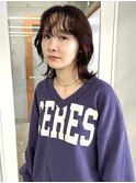 前髪パーマ × ピンクラベンダー