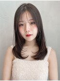 ココアベージュ グラゲヘアー くびれ 小顔 オリーブグレー
