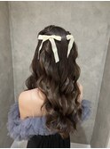 ハーフツイン　ダウンスタイル　パーティーヘア　お出かけ