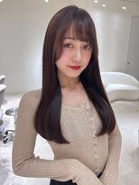 アム 表参道(am)&nbsp;小顔薄めバンググレージュレイヤーロング前髪パーマ黒髪