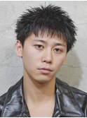 黒髪スパイキーショートファングショートアップバング