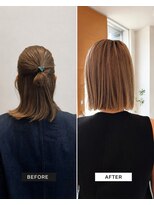 ビーアップヘアー(be:up hair) ハイトーンベージュのタッセルボブ