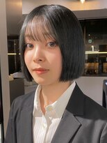 ベレーザ 渋谷(BELEZA)&nbsp;4278黒髪シースルーバングぱっつん前髪グレージュアッシュボブ