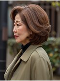 ☆シースルーバング小顔ウルフミディ黒髪メルティカラーボブ