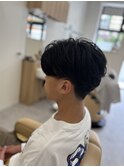 センターパート　ナチュラルパーマ