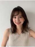 外はねミディアム/ベージュ/ブラウン/大人レイヤー/下北沢