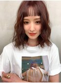 【ROSE】オン眉＿ピンクカラー＿ボブ＿パーマ