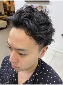 スパイラルパーマ/オールバック風