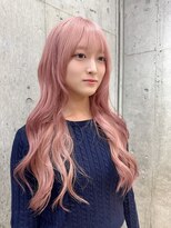 サンク 原宿 表参道(cinq) ★ミディアムレイヤーカット長めボブミルクティーピンクベージュ