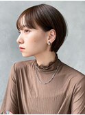 おくれ毛前髪カットオリーブベージュショート_ba480763