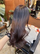 チャプター 問屋町(chapter) 透明感ケアカラーカシスブラウン顔まわりレイヤーカット韓国ヘア