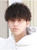 フェザーパーマブルーブラック波巻きツイストスパイラル