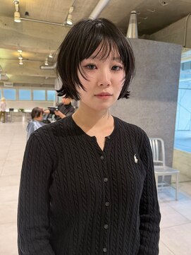 ダブ アオヤマ(DaB AOYAMA) 切りっぱなしボブレイヤーボブ黒髪ボブ顔まわりカットショート