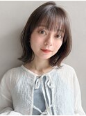 ダークパープルミルクブラウンワンホンレイヤー外ハネボブa