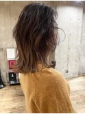 #切りっぱなし#ミディアム#バレイヤージュ#日比野未奈