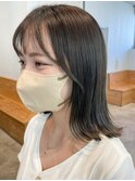 ミディアムヘア_グレージュカラーボブウルフ_ba406081