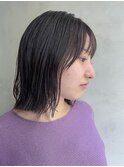 アッシュブラック×ぱつっとボブ/30代40代50代