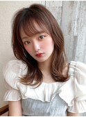 大人シースルー前髪面長ミディアムレイヤー20代30代40代