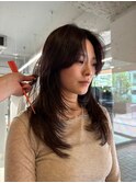 ハッシュカットロングレイヤー顔まわりレイヤーカット