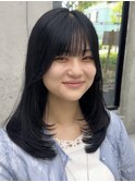 ◎美髪カールグレージュロングセミディ似合わせ前髪