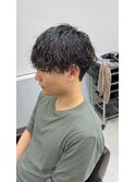 ミニウルフチェリーブラウンホワイトグレージュフェザーパーマ