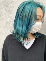 ネイロ 錦糸町(NeiRo)&nbsp;外ハネミディアム　ハイトーンカラーマッドブルー