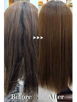 プシュケ(PSYCHE)&nbsp;赤み消しカラー髪質改善マロンブラウンストレートシンプルロング