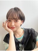 グレージュベージュカーシースルーショートボブショートレイヤー