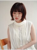 ミディアムヘア/斜めバング/グレージュカラー/甲府駅