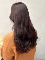 ミュラ(mulah)&nbsp;ブリーチなしトレンド暖色カラー＊カシスレッドコテ巻き仕上げ