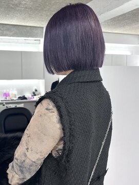 イロウ 天神大名店(IROW) くすみラベンダー　ハイトーン　切りっぱなしボブ【天神大名】