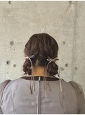 肩下でできるツインお団子ヘア.*
