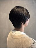 大人かっこいいハンサムショート 黒髪うる艶ヘア 髪質改善TR