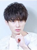 ツーブロック　ショートバング