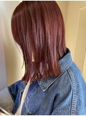 暖色カラーダブルカラーレッドブラウンボルドーカラー赤髪銀座